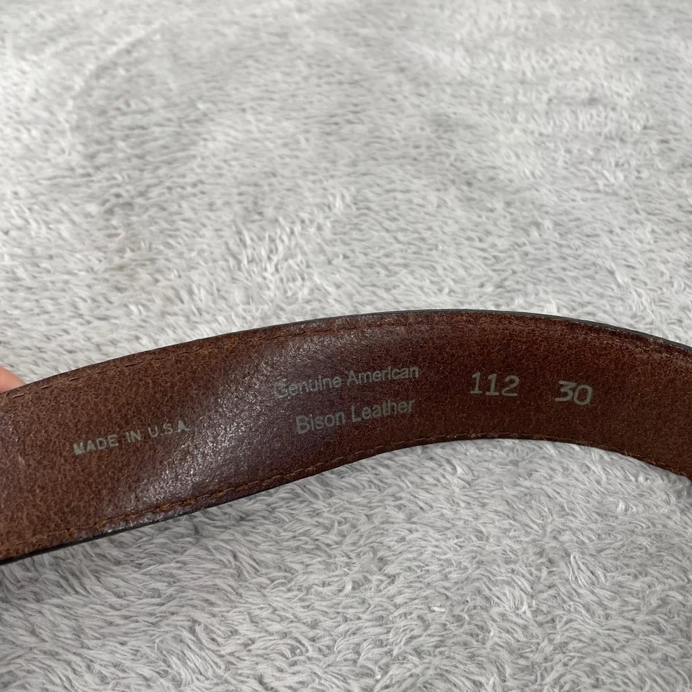 Vintage Bison Belt Mens 30 Brown Genuine American Bison Leather Made in USA